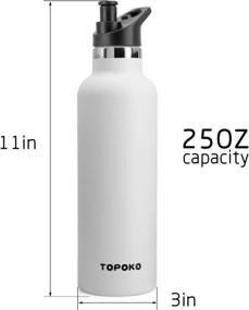 img 2 attached to 👍 TOPOKO 25 OZ Hydro Flask Stainless Steel Water Bottle - Double Wall, Vacuum Insulated, Leakproof, Sweatproof, BPA-Free, Bite Valve Top - Standard Mouth, Keeps Cold for 24 Hours (White)