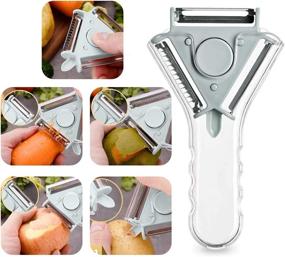 img 4 attached to 🥔 Efficient TANTIKC Vegetable, Potato Peeler, Stainless Steel Kitchen Grater (Blue): Three-In-One Multifunctional Tool