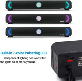 img 1 attached to 🔊 Smalody Loud Sound PC Speakers for Desktop - 3.5mm Aux-in Wired Mini Computer Sound Bar with 7 Color LED for PC, Laptop, Gaming, Tablets, Cellphone, Projector