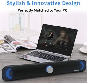 img 3 attached to 🔊 Smalody Loud Sound PC Speakers for Desktop - 3.5mm Aux-in Wired Mini Computer Sound Bar with 7 Color LED for PC, Laptop, Gaming, Tablets, Cellphone, Projector