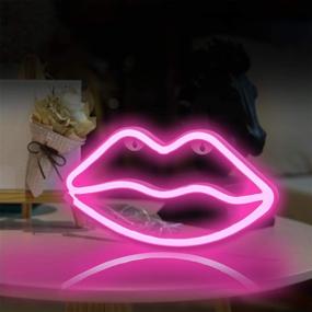 img 3 attached to 💋 Funpeny LED Neon Decorative Light, Eye-catching Neon Sign Decor Light - USB Charging & Battery Powered Indoor Decoration for Living Room, Birthday Party, Wedding Party (Pink Lip)