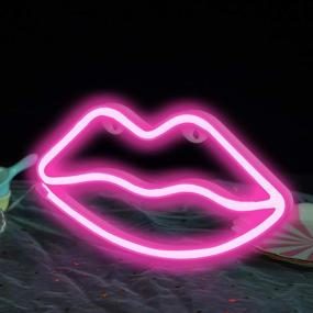 img 2 attached to 💋 Funpeny LED Neon Decorative Light, Eye-catching Neon Sign Decor Light - USB Charging & Battery Powered Indoor Decoration for Living Room, Birthday Party, Wedding Party (Pink Lip)