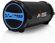 🔵 axess spbt1031bl портативный hi-fi цилиндрический динамик с bluetooth, 3-дюймовый сабвуфер, слот для sd-карты, usb, aux входы - синий логотип