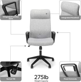 img 2 attached to 🪑 HON Basyx Attire Commercial-Grade Executive Office Chair in Grey Fabric