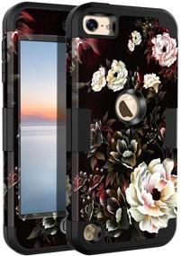 img 4 attached to 🌼 Lontect Compatible iPod Touch 7th Gen Case/iPod Touch 6th/5th Gen Case - Hybrid, Heavy Duty, Shockproof, Dual Layer, High Impact Protective Cover - Apple iPod Touch 7/6/5 Gen - Black and White Flower