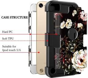 img 3 attached to 🌼 Lontect Compatible iPod Touch 7th Gen Case/iPod Touch 6th/5th Gen Case - Hybrid, Heavy Duty, Shockproof, Dual Layer, High Impact Protective Cover - Apple iPod Touch 7/6/5 Gen - Black and White Flower