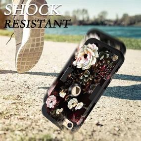 img 1 attached to 🌼 Lontect Compatible iPod Touch 7th Gen Case/iPod Touch 6th/5th Gen Case - Hybrid, Heavy Duty, Shockproof, Dual Layer, High Impact Protective Cover - Apple iPod Touch 7/6/5 Gen - Black and White Flower