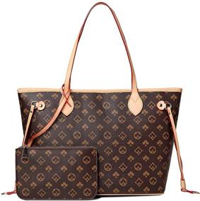 img 4 attached to 👜 Stylish Tote Purse and Handbags Set: Fashion Leather Satchels, 2 Pieces with Small Wallet