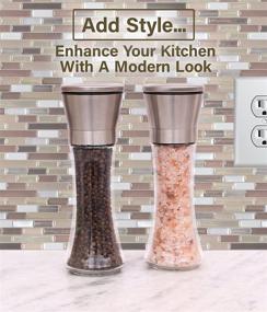 img 1 attached to 🧂 Premium Stainless Steel Salt and Pepper Grinder Set – 4 Shakers and Mills with Glass Body (6 Oz), 5 Adjustable Grade Modes – By Srenta