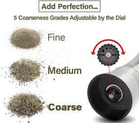 img 3 attached to 🧂 Premium Stainless Steel Salt and Pepper Grinder Set – 4 Shakers and Mills with Glass Body (6 Oz), 5 Adjustable Grade Modes – By Srenta