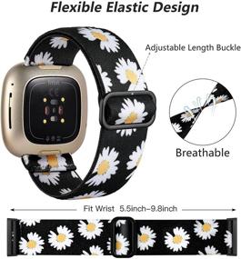 img 3 attached to Ouwegaga Совместимые с Fitbit Versa 3/Sense ремешки - 6 штук, мягкие удобные эластичные петельные браслеты для женщин и мужчин, милые эластичные запасные аксессуары.