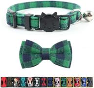 🐱 stylish plaid cat collar with breakaway safety feature, bell and bow tie - adjustable for kittens and cats (6.8-10.8in) logo