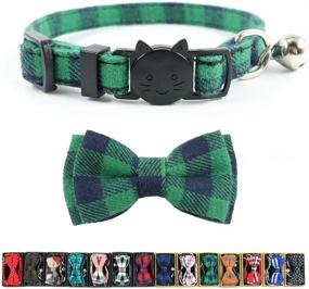 img 4 attached to 🐱 Stylish Plaid Cat Collar with Breakaway Safety Feature, Bell and Bow Tie - Adjustable for Kittens and Cats (6.8-10.8in)