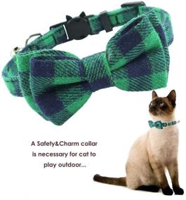 img 2 attached to 🐱 Stylish Plaid Cat Collar with Breakaway Safety Feature, Bell and Bow Tie - Adjustable for Kittens and Cats (6.8-10.8in)