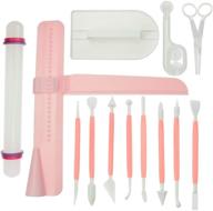 🎂 bigteddy - fondant cake decorating tool set with adjustable scraper, icing smoother, rolling pin, trimmer cutter, embosser, flower scissor for sugarcraft and gumpaste logo