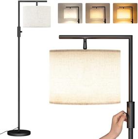 img 4 attached to 🌞 SUNMORY Modern Standing Floor Lamp for Living Room with Rotary Switch - Tall Pole Reading Lamp with Hanging Shade for Study Room, Office - Includes 9W Bulb and 3 Color Temperatures (Black)