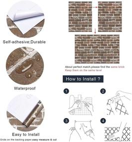 img 2 attached to 🏡 Timeet Vintage Brown Brick Wallpaper - 3D Self Adhesive Film, Peel and Stick, Faux Textured Stone Look Wall Paper for Home Decor - Brown Brick Vinyl Wallpaper (17.7"×197")