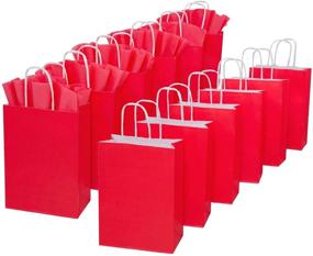 img 4 attached to 🎉 12 Red Party Favor Bags with Tissue Paper - Sweet Kraft Treat Bag, ideal for Kids Birthday Party, Wedding, Baby Shower, Gifts, and Celebrations (5.9&#34;Lx 3.1&#34;W x 8.5&#34;H)