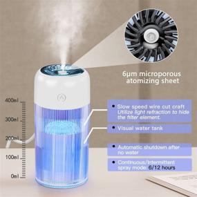img 2 attached to 🌬️ Mini Humidifier: 400ml Desktop Portable with 7 Color LED Night Lights, 2 Mist Modes & Auto Shut-Off – Quiet for Home, Baby Bedroom, Travel, Office, Car