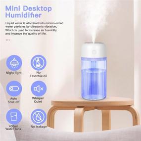 img 3 attached to 🌬️ Mini Humidifier: 400ml Desktop Portable with 7 Color LED Night Lights, 2 Mist Modes & Auto Shut-Off – Quiet for Home, Baby Bedroom, Travel, Office, Car