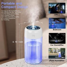 img 1 attached to 🌬️ Mini Humidifier: 400ml Desktop Portable with 7 Color LED Night Lights, 2 Mist Modes & Auto Shut-Off – Quiet for Home, Baby Bedroom, Travel, Office, Car