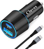 ⚡ cluvox 20w fast usb c car charger adapter for iphone 13/12/pro/max/mini/11/xs/xr/8/plus/se 2020/ipad/air 3 – rapid pd&qc 3.0 automobile charger with 3.3ft mfi certified nylon cable (black) logo