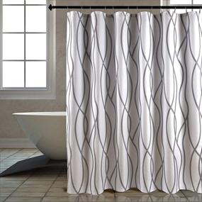img 3 attached to 🚿 Biscaynebay Textured Fabric Shower Curtain - 72x72 Inches, Silver Grey Dancing Print - Machine Washable Bathroom Curtains