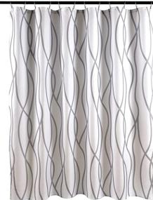 img 4 attached to 🚿 Biscaynebay Textured Fabric Shower Curtain - 72x72 Inches, Silver Grey Dancing Print - Machine Washable Bathroom Curtains