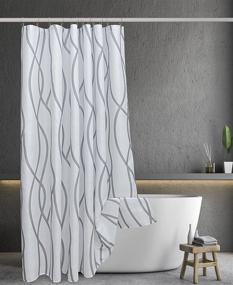 img 2 attached to 🚿 Biscaynebay Textured Fabric Shower Curtain - 72x72 Inches, Silver Grey Dancing Print - Machine Washable Bathroom Curtains