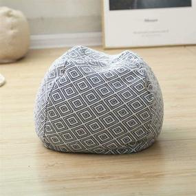 img 4 attached to 🪑 Square Unstuffed Pouf Cover: Soft Cotton Linen Fabric - Stylish Footstool for Living Room, Bedroom & Desk - 15.7x15.7x9.84inch