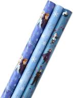 🎁 hallmark disney's frozen 2 wrapping paper: 3-pack with cut lines - perfect for birthdays, christmas, kids parties, or any occasion - 105 sq. ft. ttl. logo