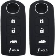 🔑 ezzy auto pair of black silicone rubber key fob case key covers - key jacket skin protector compatible with mazda 4 button key logo