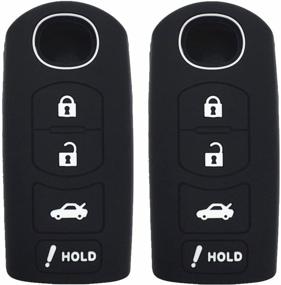 img 4 attached to 🔑 Ezzy Auto Pair of Black Silicone Rubber Key Fob Case Key Covers - Key Jacket Skin Protector Compatible with Mazda 4 Button Key