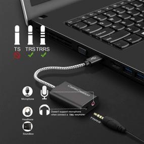 img 2 attached to 🎧 CableCreation USB Audio Adapter External Sound Card 3.5mm Headphone and Microphone Jack for Windows, Mac, macOS, Linux, PS4, PS5 - Plug and Play, Aluminum Black