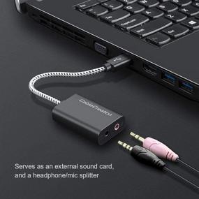 img 3 attached to 🎧 CableCreation USB Audio Adapter External Sound Card 3.5mm Headphone and Microphone Jack for Windows, Mac, macOS, Linux, PS4, PS5 - Plug and Play, Aluminum Black