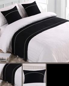 img 1 attached to 🛏️ Mengersi Soft No Fading Modern Bed Runner: Stylish Scarf Protection for Bedroom, Hotel, and Wedding Room - Full/Queen Size in Black