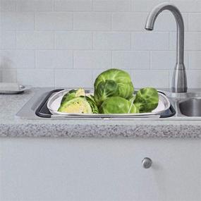 img 2 attached to 🥦 I Kito Over the Sink Colander: Expandable Rubber Grip Handles, Fine Mesh Strainer in Stainless Steel for Efficiently Draining and Rinsing Fruits and Vegetables