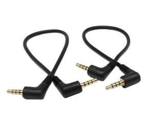 img 4 attached to SinLoon 2-Pack 3.5mm TRRS Cable: Gold Plated 90 Degree Angled Male to Male Audio Cable for Smartphones, Tablets, Players - 4-Pole, 9inch