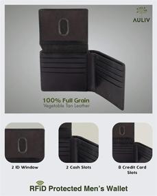 img 1 attached to 🔒 Enhanced RFID Blocking Bifold Leather Wallet