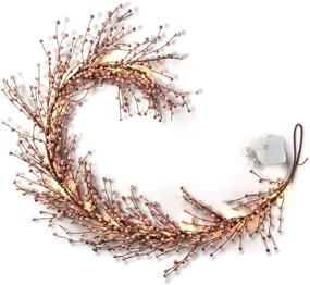 img 3 attached to 🌸 LampLust Blush Pink Pip Berry Garland with Lights - 5.5ft Rustic Grapevine Base, 100 White LED Fairy Lights, Battery Operated, 6 Hour Timer - Fall/Christmas Home Decor