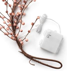 img 1 attached to 🌸 LampLust Blush Pink Pip Berry Garland with Lights - 5.5ft Rustic Grapevine Base, 100 White LED Fairy Lights, Battery Operated, 6 Hour Timer - Fall/Christmas Home Decor