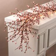 🌸 lamplust blush pink pip berry garland with lights - 5.5ft rustic grapevine base, 100 white led fairy lights, battery operated, 6 hour timer - fall/christmas home decor logo