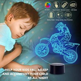 img 1 attached to 🏍️ Urwise Cross Country Motorcycle 3D Night Lamp: 16 Color Changing Light with Remote Control for Bedroom Decor, Kids Birthday & Christmas Gift