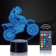 🏍️ urwise cross country motorcycle 3d night lamp: 16 color changing light with remote control for bedroom decor, kids birthday & christmas gift логотип