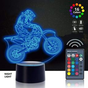 img 2 attached to 🏍️ Urwise Cross Country Motorcycle 3D Night Lamp: 16 Color Changing Light with Remote Control for Bedroom Decor, Kids Birthday & Christmas Gift