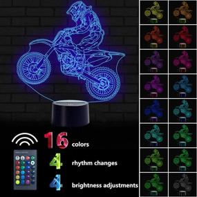 img 3 attached to 🏍️ Urwise Cross Country Motorcycle 3D Night Lamp: 16 Color Changing Light with Remote Control for Bedroom Decor, Kids Birthday & Christmas Gift