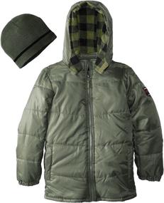 img 1 attached to IXtreme Big Boys' Buffalo Check Jacket with Matching Hat - Stay Warm in Style!