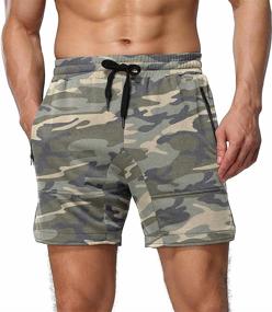 img 3 attached to 🩳 Aimeilgot Men's Casual Elastic Waist Athletic Gym Summer Beach Shorts with Pockets