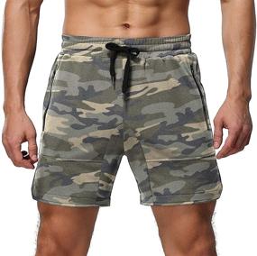 img 4 attached to 🩳 Aimeilgot Men's Casual Elastic Waist Athletic Gym Summer Beach Shorts with Pockets