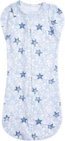 img 3 attached to 🌟 Aden + Anais Essentials Easy Snug Swaddle, Arms-Free Wearable Sleeping Bag, Newborn, 0-3 Months, Twinkling Stars Blue, Set of 2